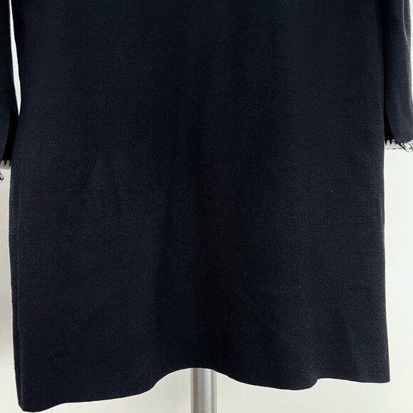 Magaschoni Black White Trim Split Cuff Long Open Cardigan‎ Sz S - Picture 12 of 15